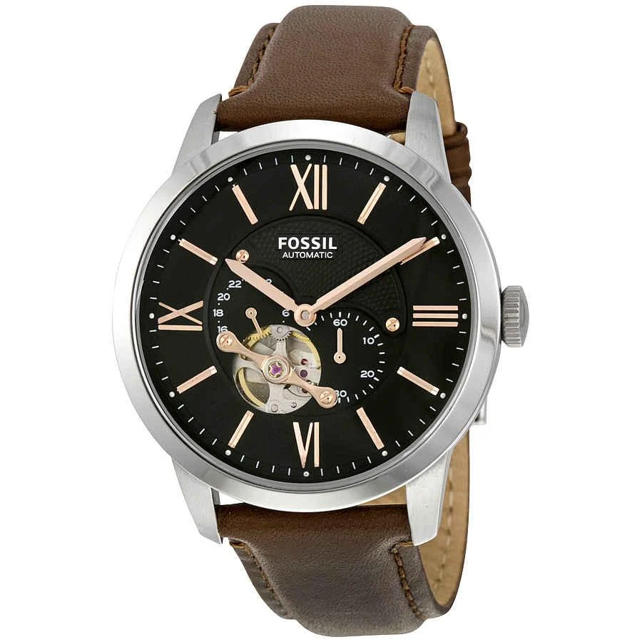 商品Fossil|Townsman Mechanical Black Dial Brown Leather Men's Watch ME3061,价格¥937,第1张图片