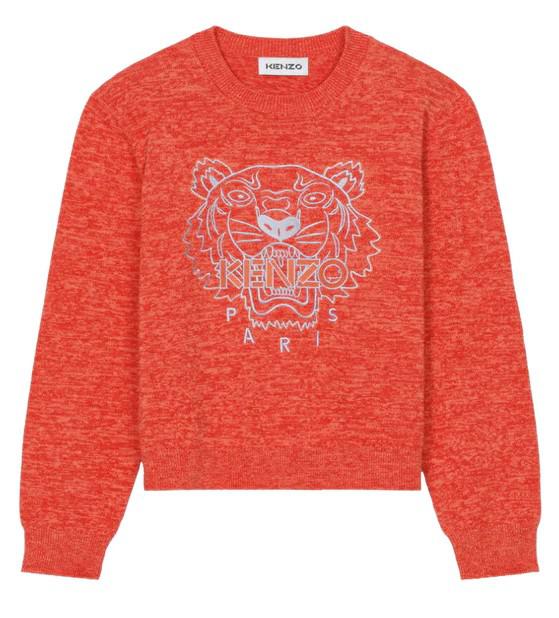 Kenzo Ladies Medium Red Marl-knit Tiger Crewneck Jumper, Size X-Small商品第1张图片规格展示