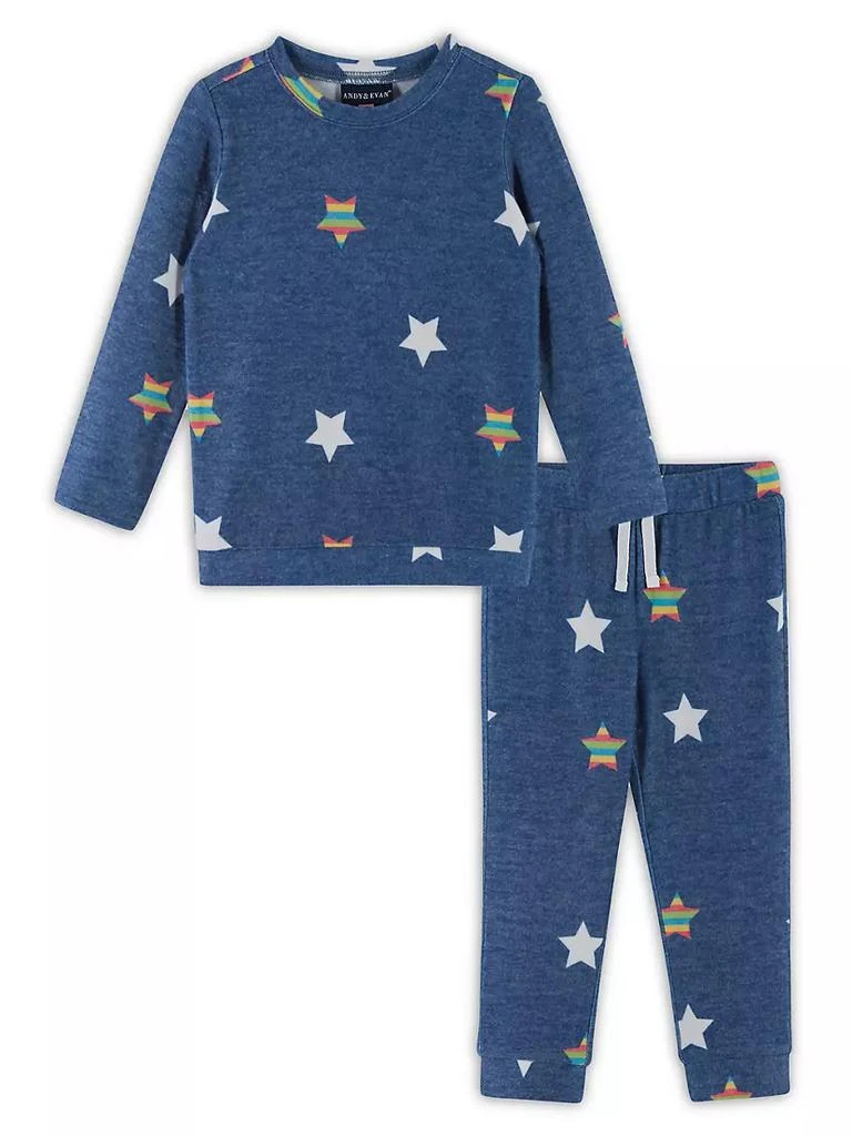 商品Andy & Evan|Little Girl's & Girl's Hacci Two-Piece Sweatshirt & Joggers Set,价格¥486,第1张图片