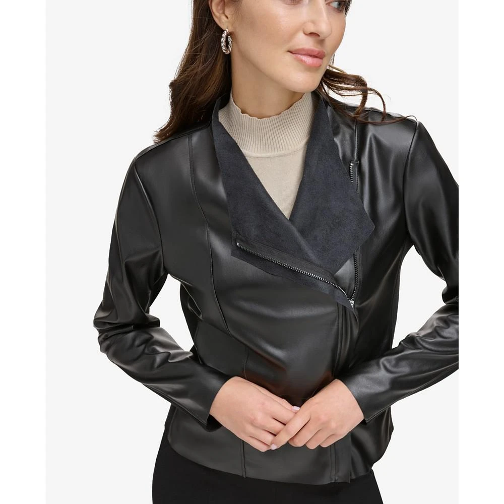 商品DKNY|Women's Side-Zip Faux-Leather Moto Biker Jacket,价格¥447,第4张图片详细描述