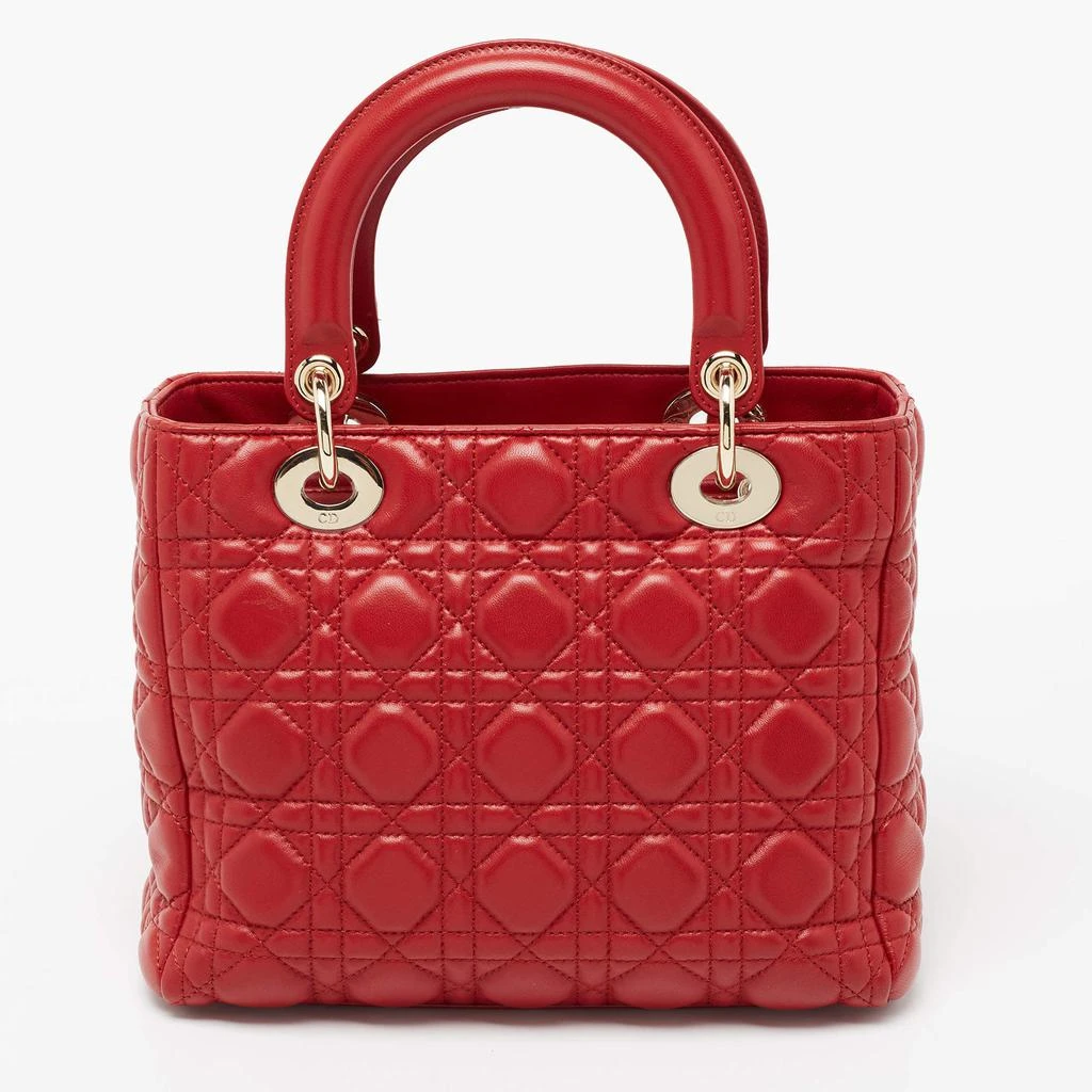 商品[二手商品] Dior|Dior Red Cannage Leather Medium Lady Dior Tote,价格¥16192,第4张图片详细描述