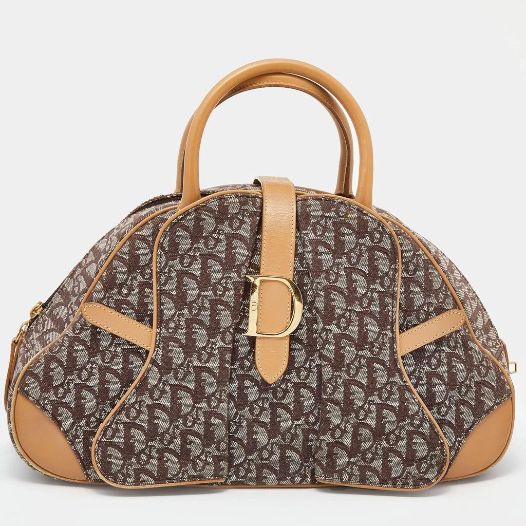 商品[二手商品] Dior|Dior Beige/Brown Canvas And Leather Double Saddle Bowler Bag,价格¥5558,第1张图片