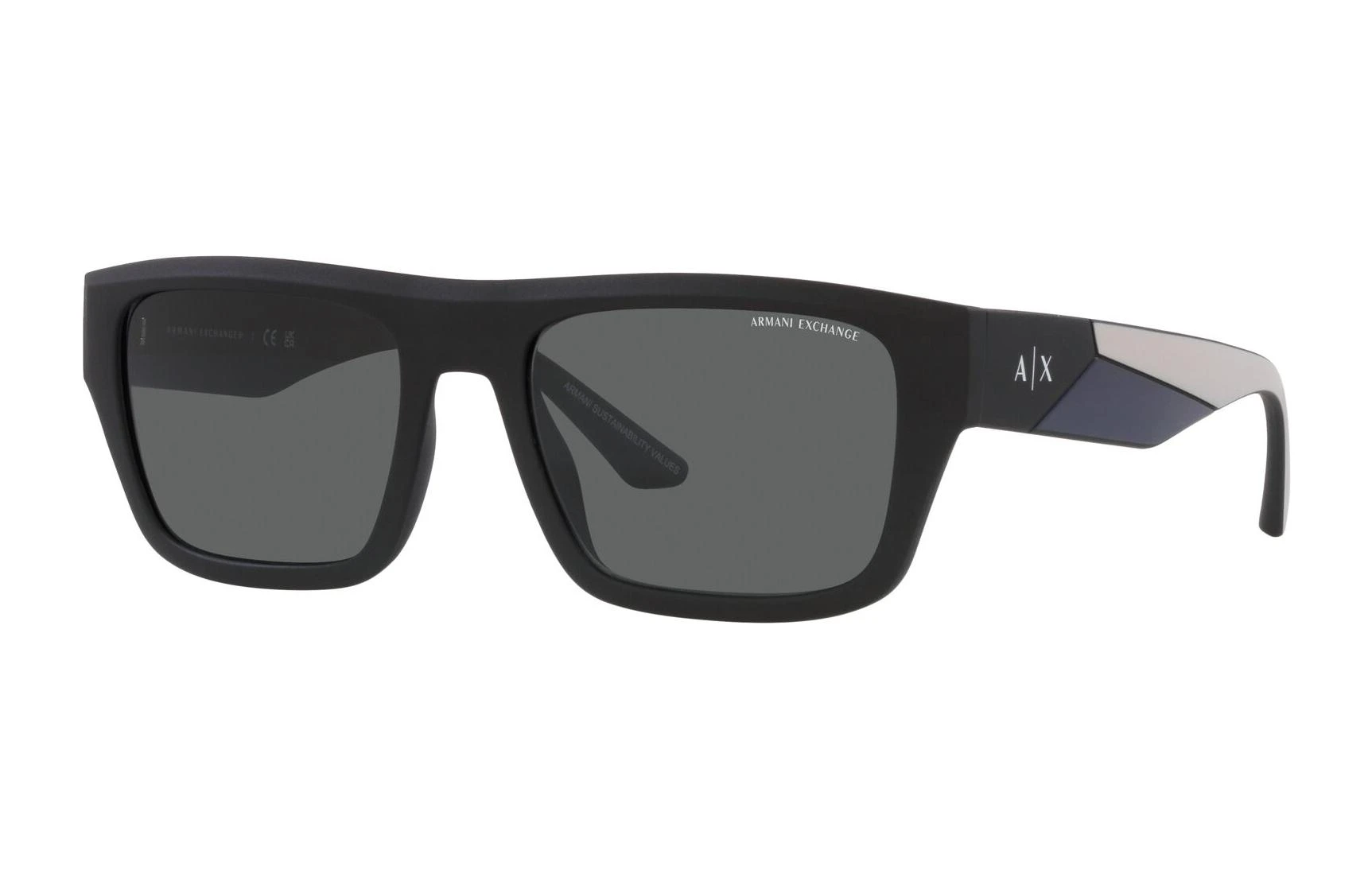 商品[国内直发] Armani Exchange|AE 全框镜腿字母 板材镜架 方形 太阳眼镜 男款 哑光黑色,价格¥1049,第1张图片