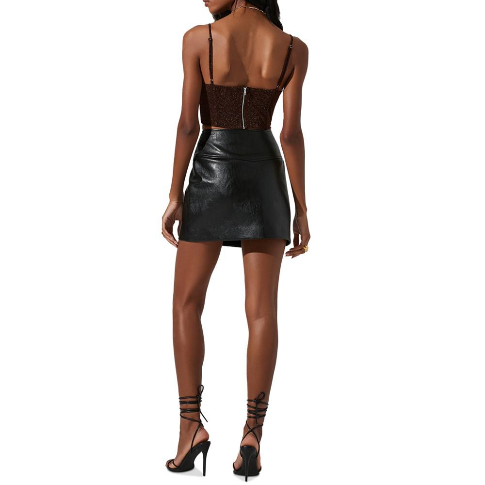 Women's Faux-Leather Mini Skirt商品第3张图片规格展示