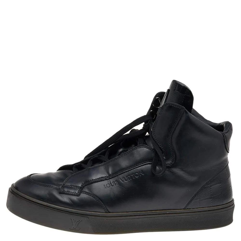商品[二手商品] Louis Vuitton|Louis Vuitton Black Leather And Damier Patent Leather High Top Sneakers Size 40.5,价格¥2721,第2张图片详细描述