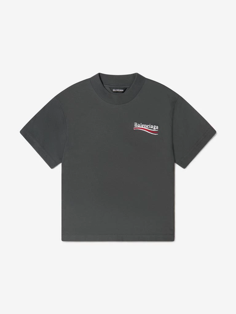 商品Balenciaga|Balenciaga Kids Grey Unisex Organic Cotton Logo T-Shirt,价格¥1421,第1张图片