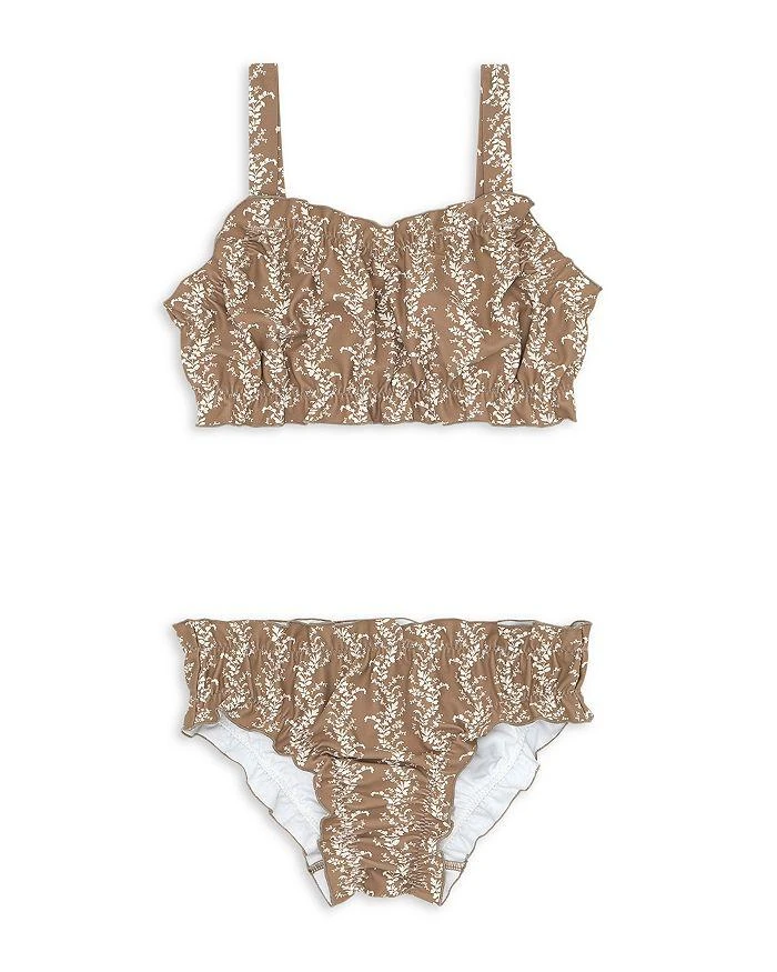 商品Minnow|Girls' Almond Vine Floral Ruffle Two Piece Swimsuit - Little Kid, Big Kid,价格¥479,第1张图片