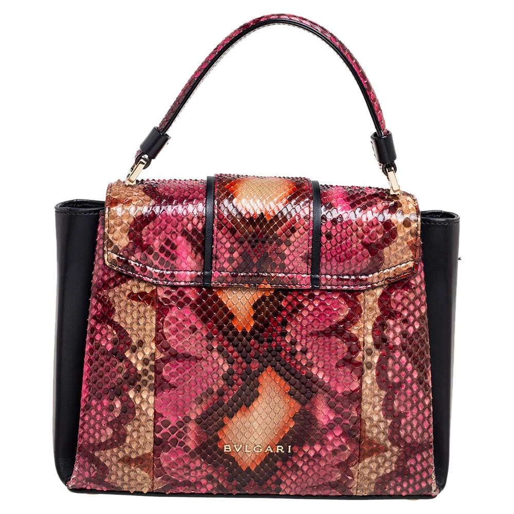 商品[二手商品] BVLGARI|Bvlgari Multicolor Python and Leather Serpenti Viper Top Handle Bag,价格¥8020,第4张图片详细描述
