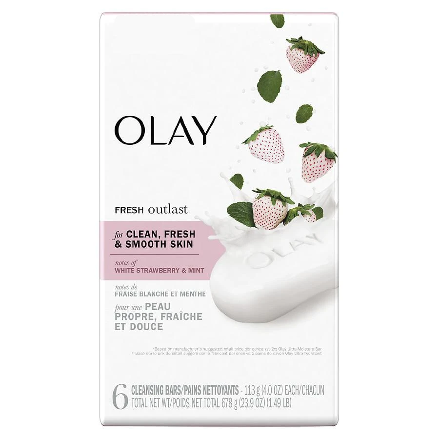 商品Olay|Beauty Soap Bar Notes of White Strawberry & Mint, 6 bars, 4oz each,价格¥69,第1张图片