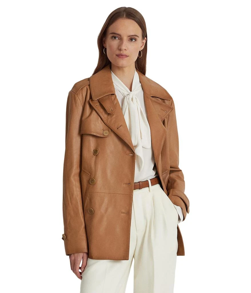 商品Ralph Lauren|Double-Breasted Nappa Leather Coat,价格¥5958,第1张图片