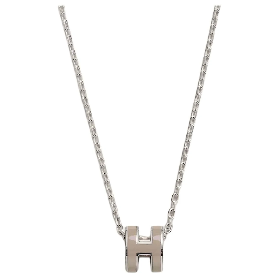 商品[国内直发] Hermes|[预售3天]爱马仕 POP H系列 Mini Pop H H标装饰 时尚轻奢 金属 项链 女款 浅褐色银色,价格¥4675,第1张图片