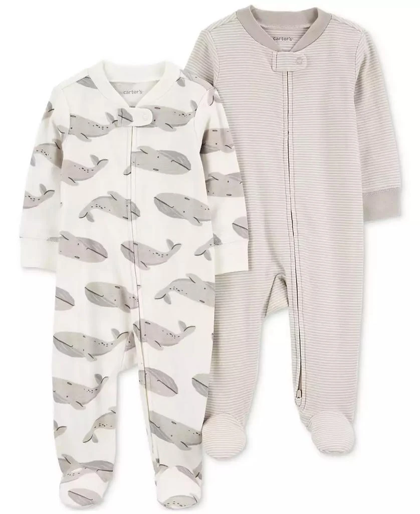 商品Carter's|Baby Cotton 2-Way-Zip Footed Sleep and Play Coveralls, Pack of 2,价格¥96,第1张图片