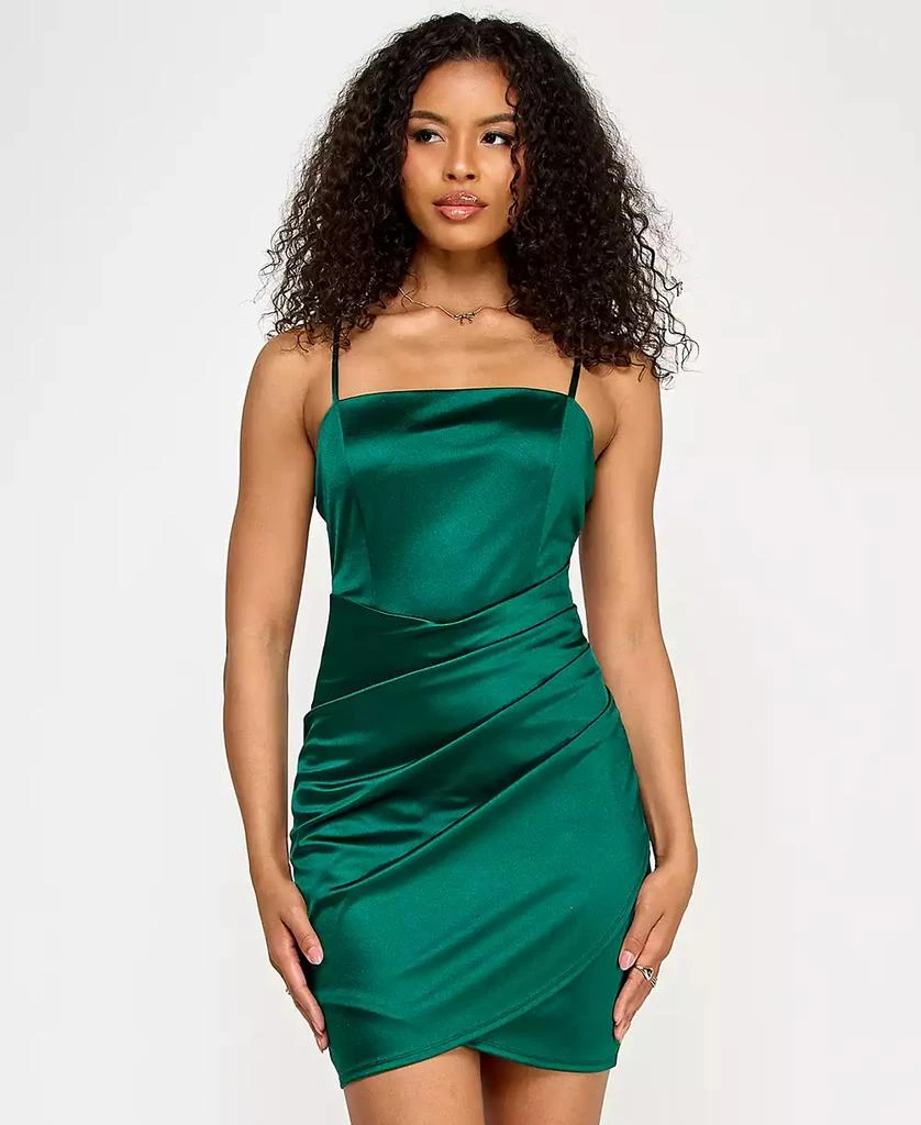 商品Emerald Sundae|Juniors' Ruched Asymmetric Bodycon Dress,价格¥514,第1张图片