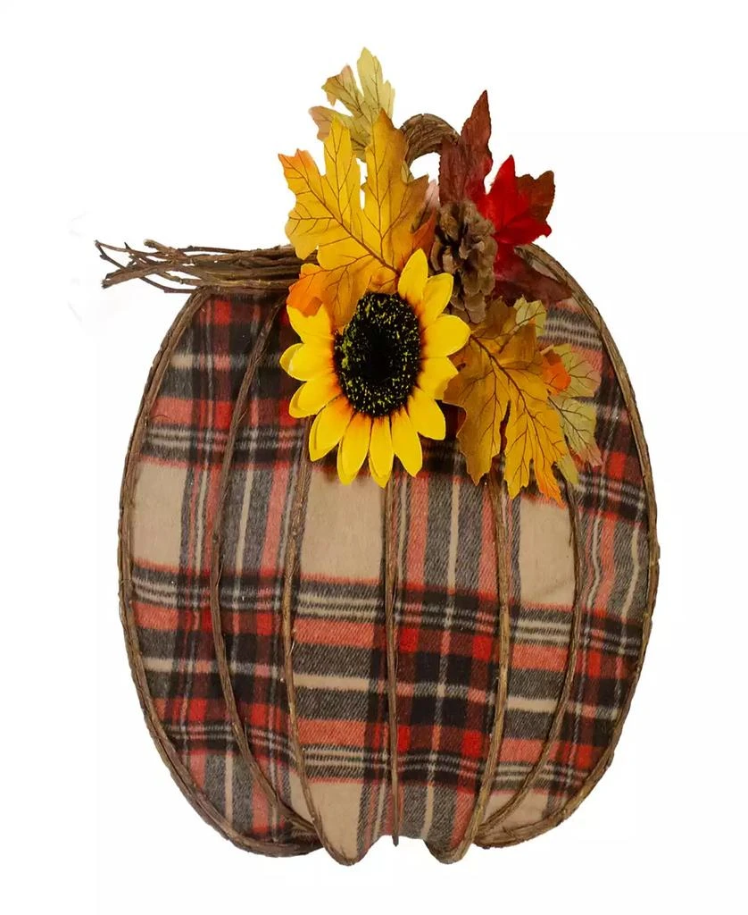 商品Northlight|14" Orange and Brown Plaid Fall Harvest Pumpkin Wall Decor,价格¥260,第1张图片
