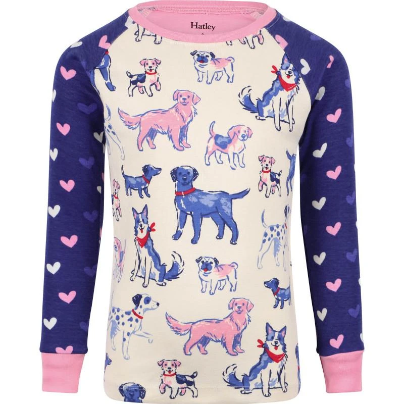 商品Hatley|Pups print raglan sleeves pajama set in blue and white,价格¥402,第2张图片详细描述