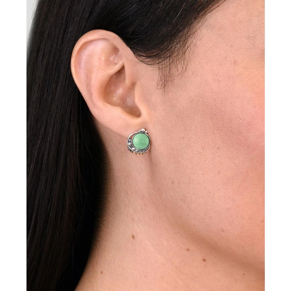 商品American West|Variscite Gemstone Feather Button Earrings, Sterling Silver,价格¥603,第3张图片详细描述
