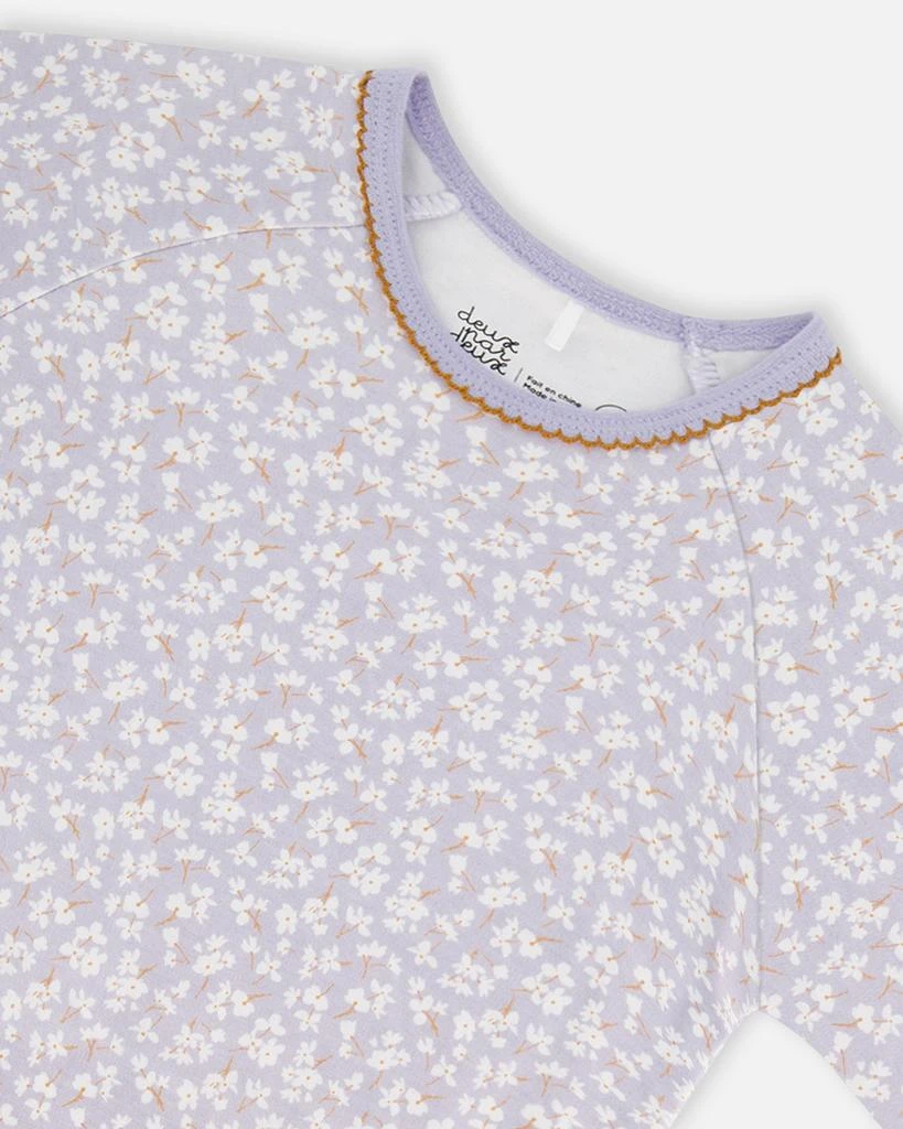 商品Deux par Deux|Organic Cotton Two Piece Pajama Set Lilac Printed Little Flowers,价格¥143,第5张图片详细描述