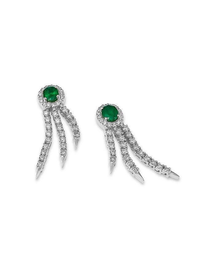 商品Bloomingdale's|Emerald & Diamond Drop Earrings in 14K White Gold - Exclusive,价格¥31393,第3张图片详细描述