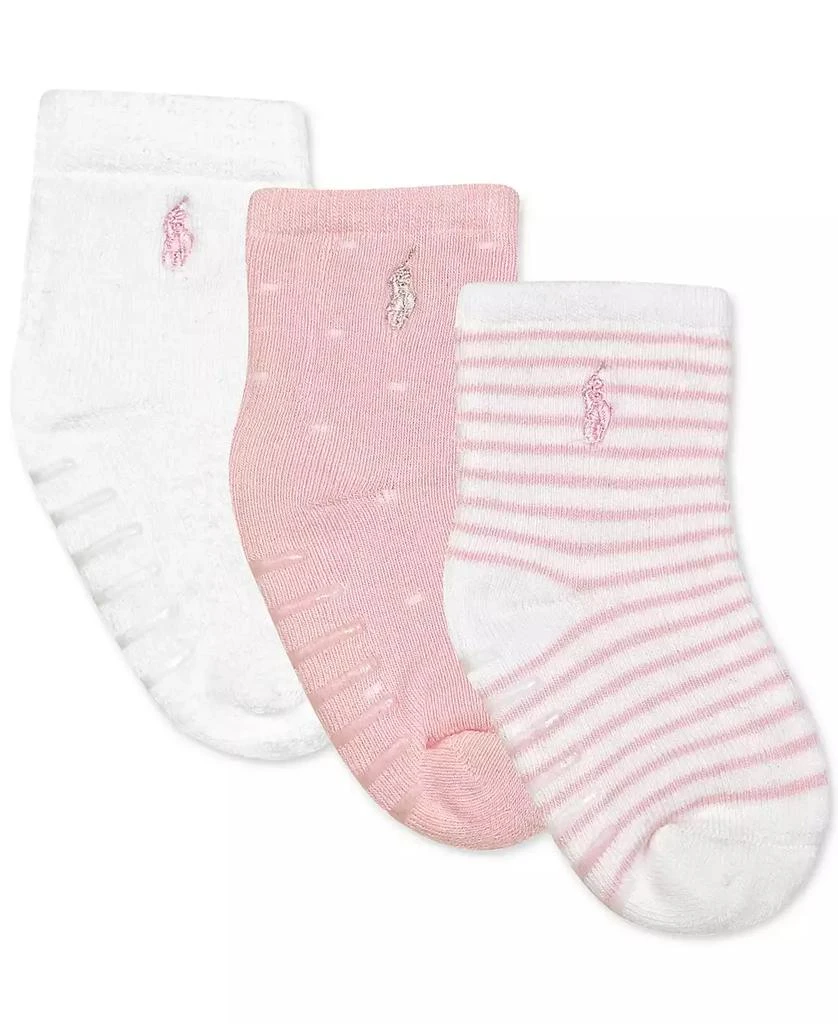 商品Ralph Lauren|Ralph Lauren Baby Girls Logo Cushioned Crew Socks, Pack of 3,价格¥122,第1张图片