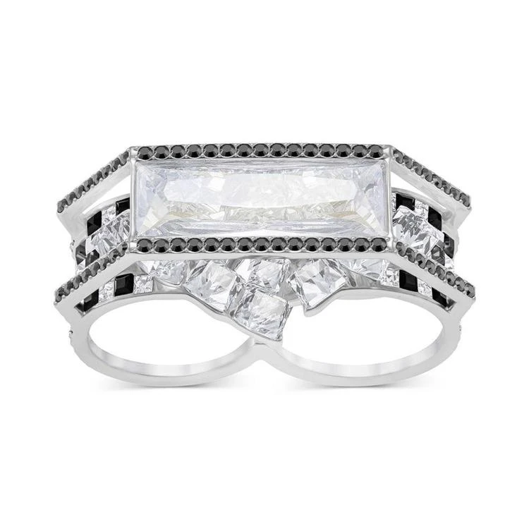 商品Swarovski|Silver-Tone Black & Clear Crystal Double Ring,价格¥2246,第2张图片详细描述