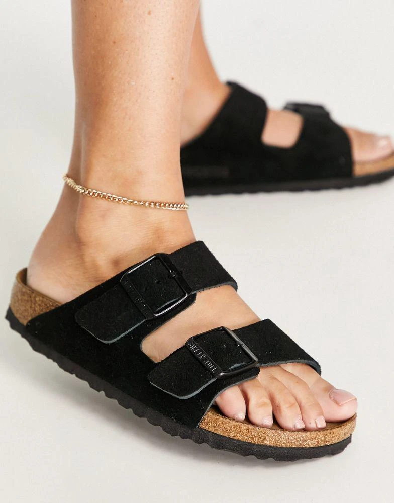 商品Birkenstock|Birkenstock Arizona suede flat sandals in black,价格¥1192,第3张图片详细描述