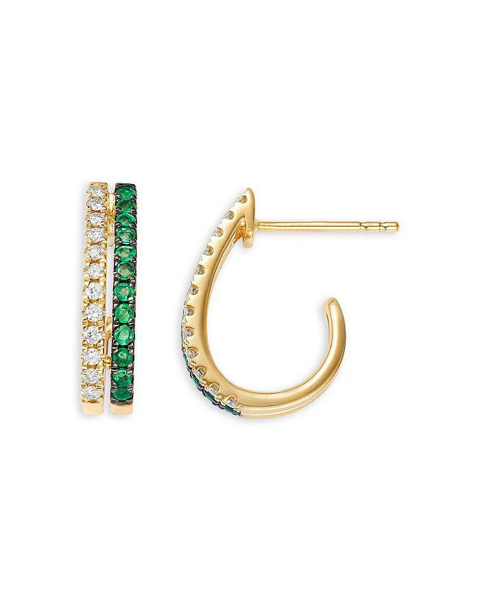 商品Bloomingdale's Fine Collection|Emerald & Diamond Huggie Hoop Earrings in 14K Yellow Gold,价格¥28739,第3张图片详细描述