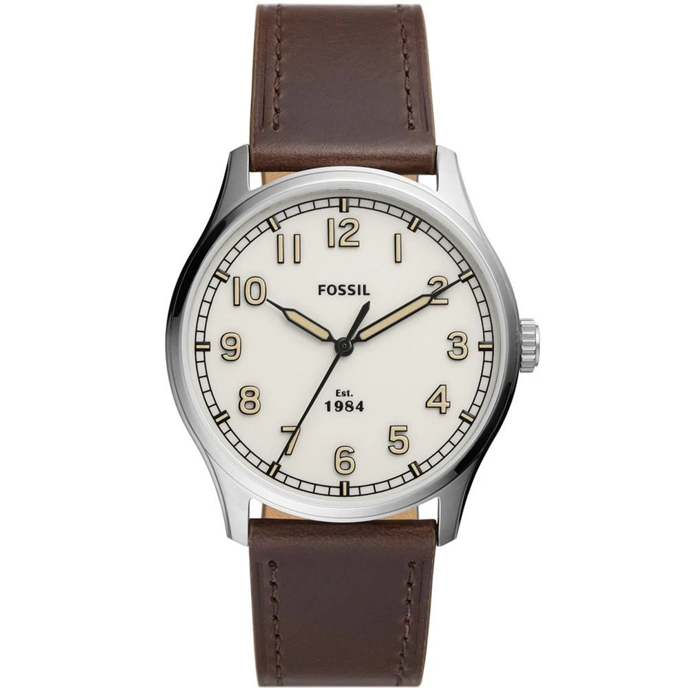 商品Fossil|Men's Day Liner Three Hand, Brown Leather Strap Watch,价格¥1047,第1张图片