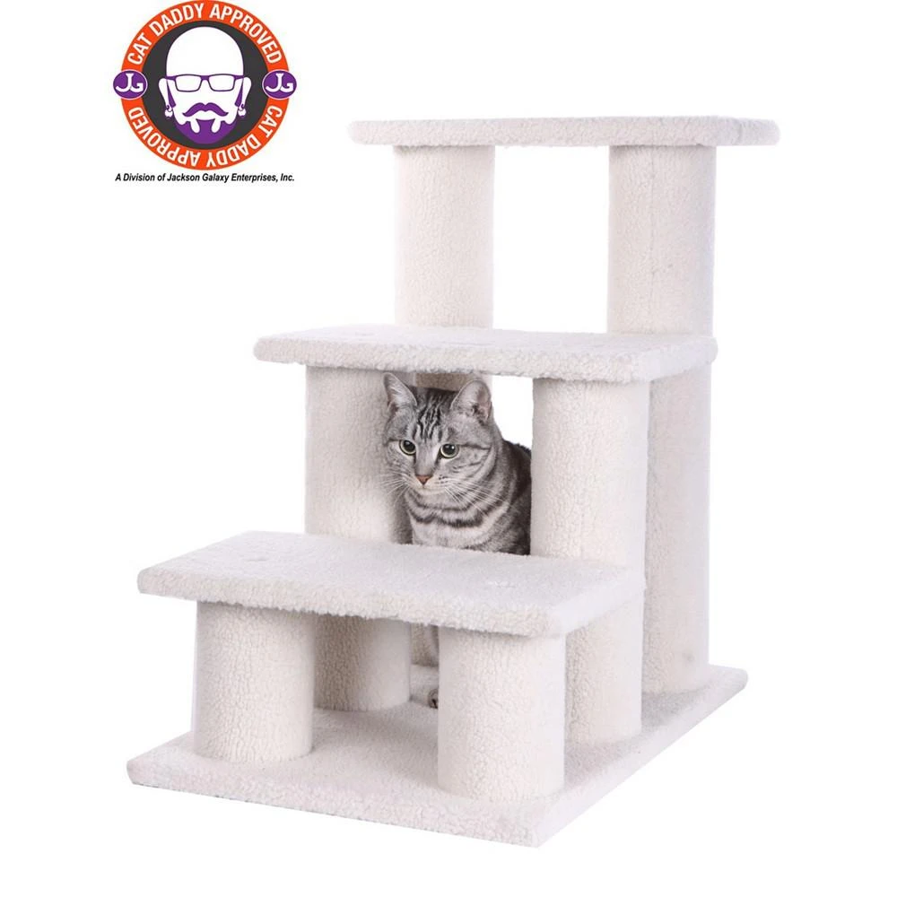 3-Step Real Wood Cat Stairs Ramp, 25" Height Dogs Climber 商品