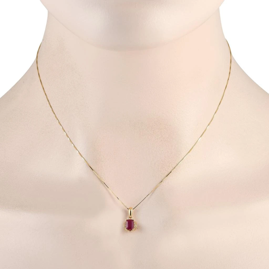 商品LB Exclusive|14K Yellow Gold 0.03ct Diamond and Ruby Pendant Necklace PD4-1649YRU,价格¥2745,第2张图片详细描述