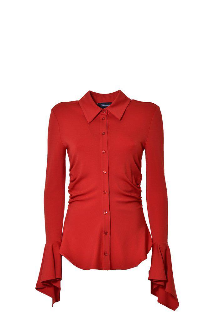 商品BLUMARINE|Blumarine Flared Sleeve Button-Up Shirt,价格¥2861,第1张图片