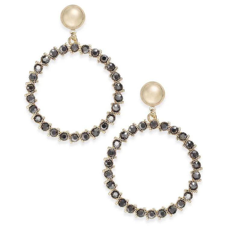 商品INC International|I.N.C. Gold-Tone Glass Stone Gypsy Hoop Earrings, Created for Macy's,价格¥66,第1张图片