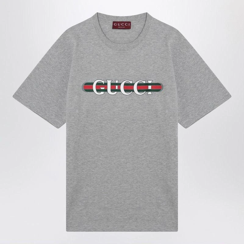 商品Gucci|GREY T-SHIRT WITH PRINTED LOGO,价格¥3386,第1张图片