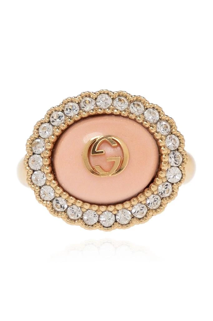 商品Gucci|Gucci Crystal-Embellished Plate Pendant Ring,价格¥1893,第1张图片