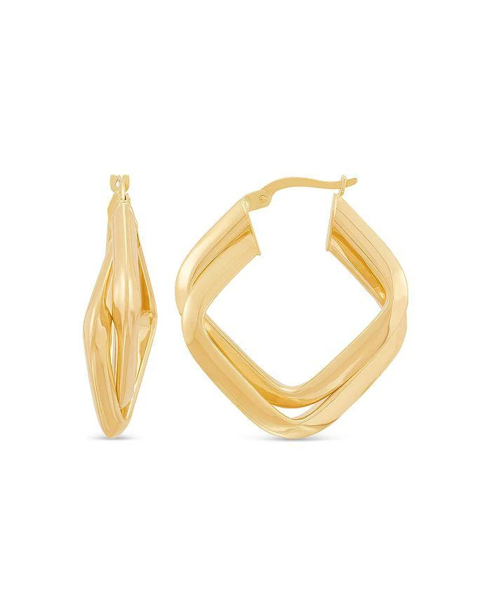 商品Bloomingdale's Fine Collection|Polished Crossover Tube Hoop Earrings in 14K Yellow Gold,价格¥19236,第3张图片详细描述