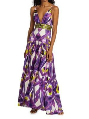 商品Silvia Tcherassi|Petra Painterly Silk Gown,价格¥1744,第1张图片