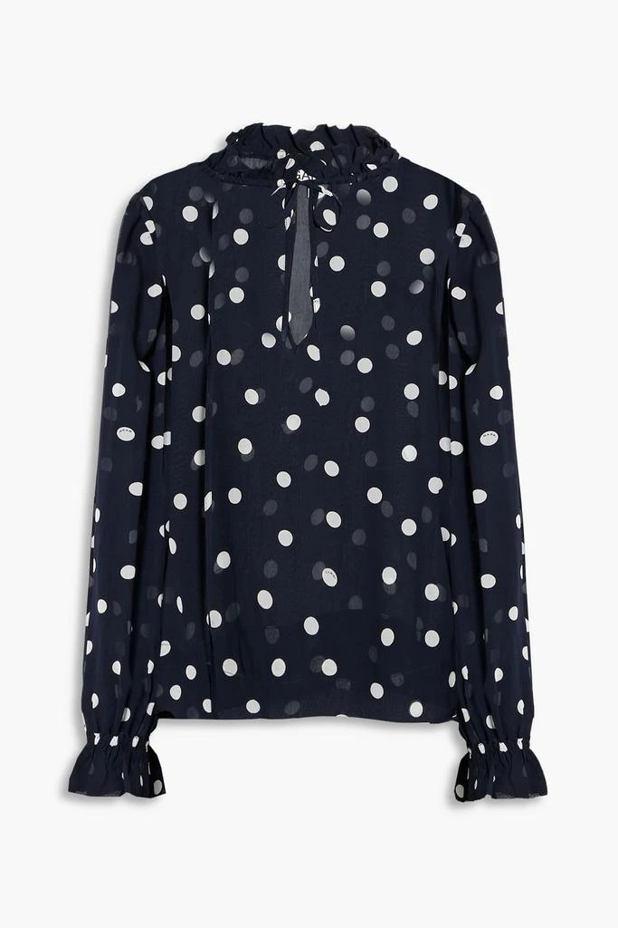 商品Ganni|Ruffled polka-dot chiffon blouse,价格¥352,第1张图片