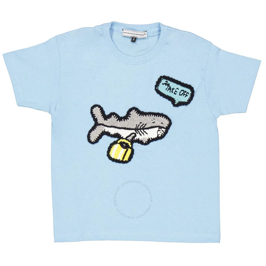 商品Michaela Buerger|Michaela Buerger Girls Light Blue Shark On Holiday T-Shirt, Brand Size 5/6 Years,价格¥223,第1张图片