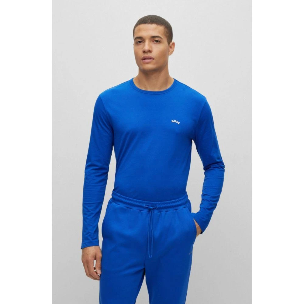 商品Hugo Boss|Organic-cotton T-shirt with curved logo,价格¥318,第3张图片详细描述