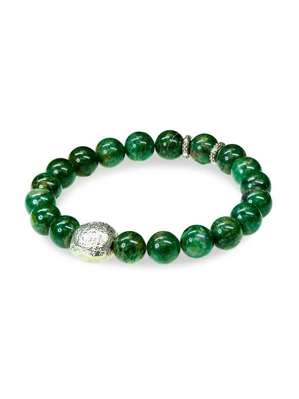 商品Jean Claude|Sterling Silver & African Jade Beaded Bracelet,价格¥456,第1张图片