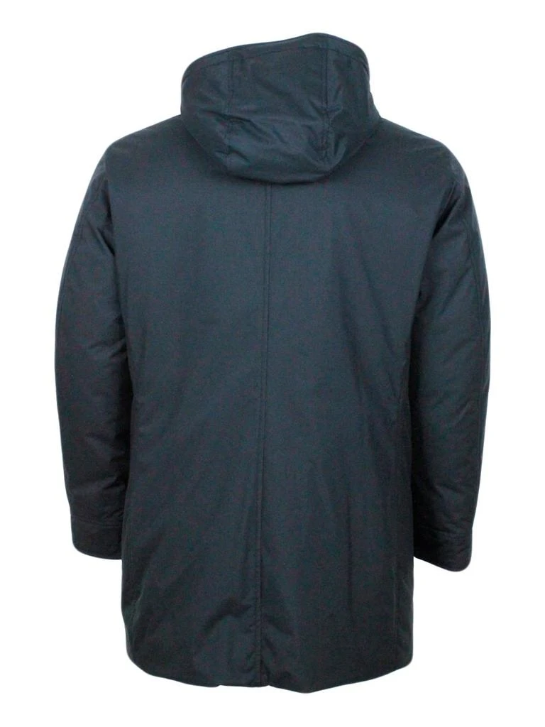 商品MOORER|Duster Jacket Padded With Real Goose Down Made Of Waterproof Technical Gabardine. Zip And Button Closure. Removable Hood,价格¥9412,第3张图片详细描述