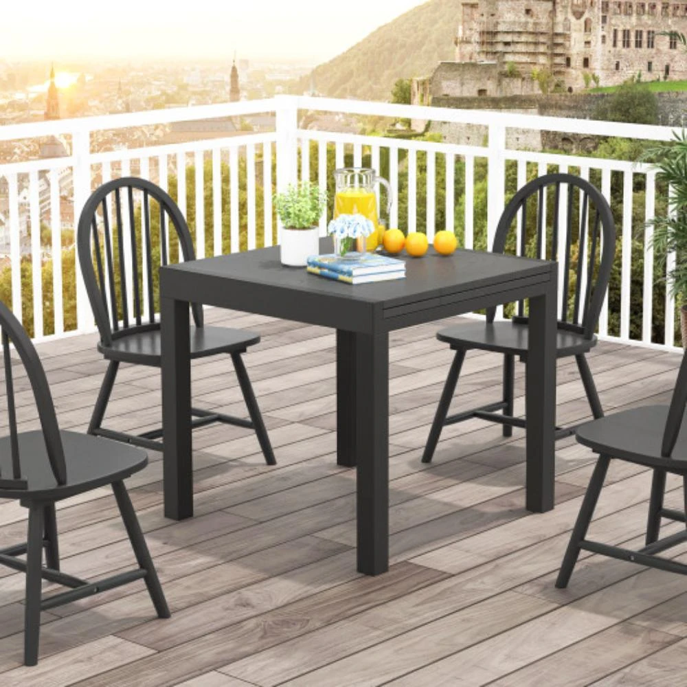 商品Hivvago|31.5 inches-63 inches Adjustable Patio Expandable Dining Table for 4-6 Person-Gray,价格¥2868,第1张图片