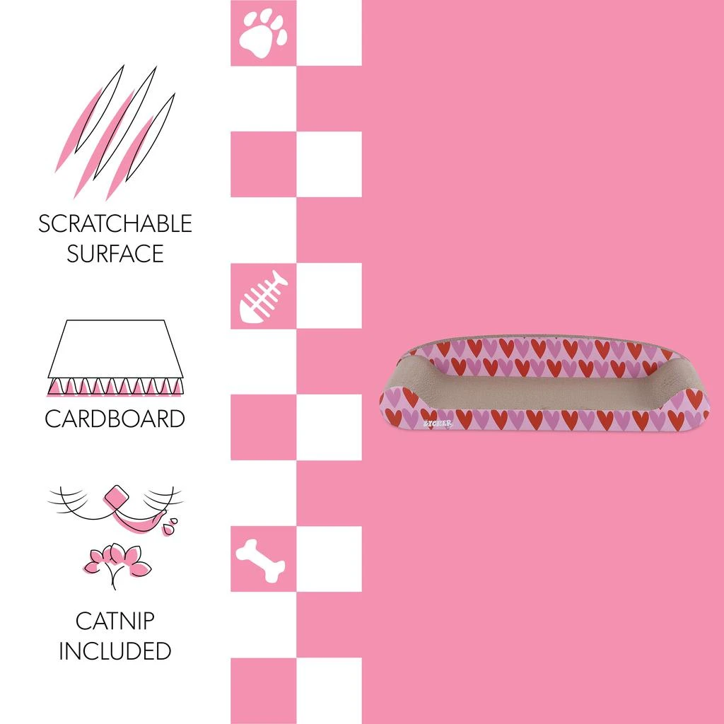 Montego 27.5" Coastal Patterned Cardboard Lounge Bed Cat Scratcher with Catnip, Pink/Red 商品