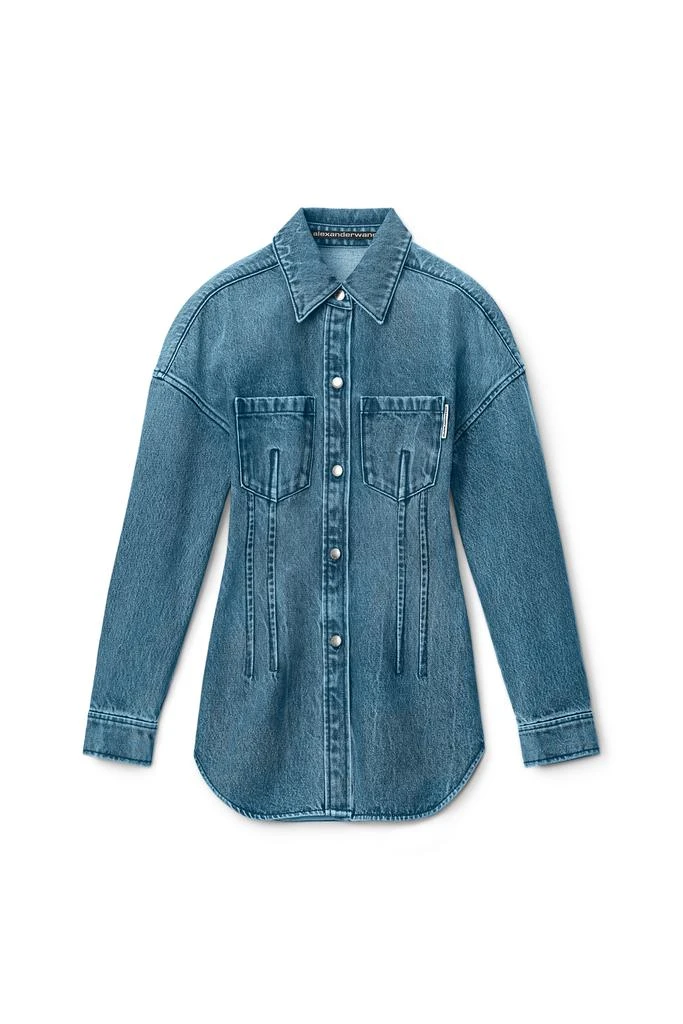 商品Alexander Wang|CINCH WAIST DROP SHOULDER SHIRT IN DENIM,价格¥1861,第1张图片