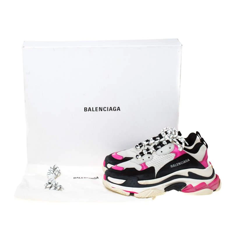 Balenciaga Pink Mesh And Leather Triple S Clear Sole Platform Sneakers Size 39 商品