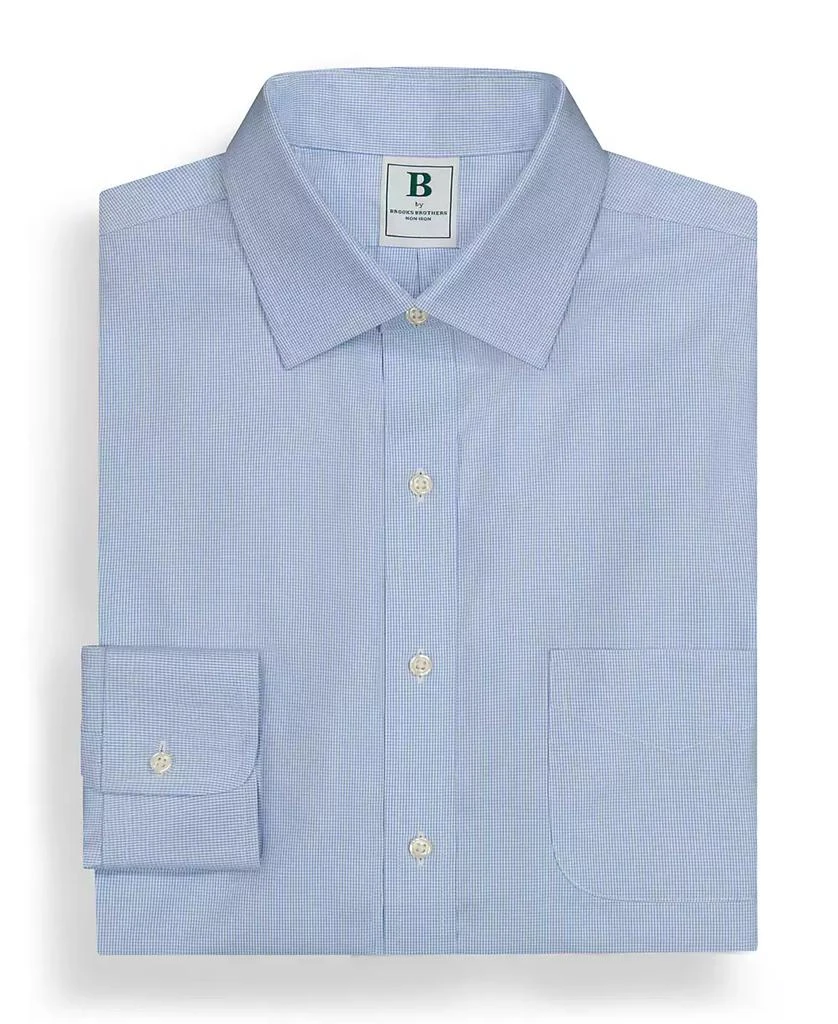 Men's Regular Fit Non-Iron Spread Collar Micro-Houndstooth Pinpoint Dress Shirt 商品