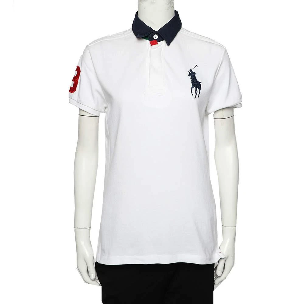 商品[二手商品] Ralph Lauren|Ralph Lauren White Cotton Pique Contrast Collar Detail Polo T-Shirt L,价格¥1063,第1张图片