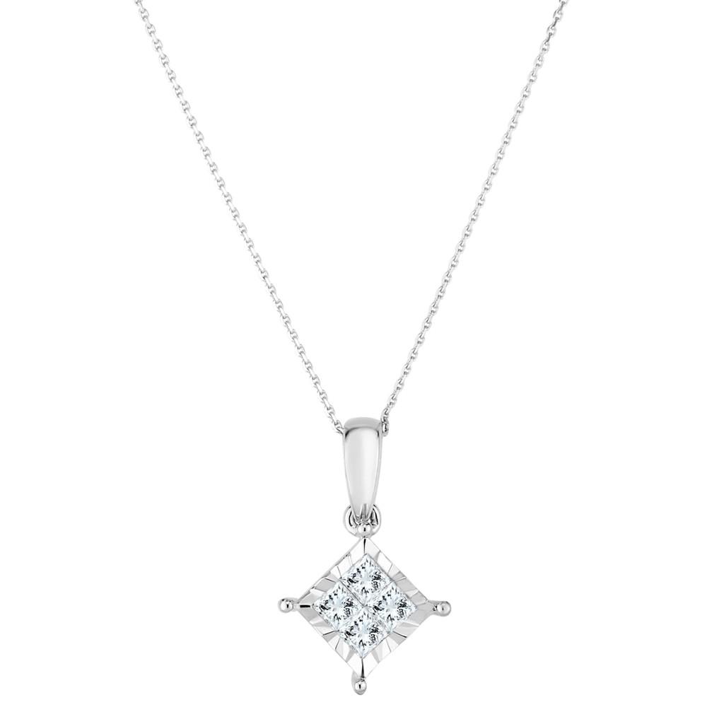 Princess Quad 18" Pendant Necklace (3/4 ct. t.w.) in 14k White Gold商品第1张图片规格展示