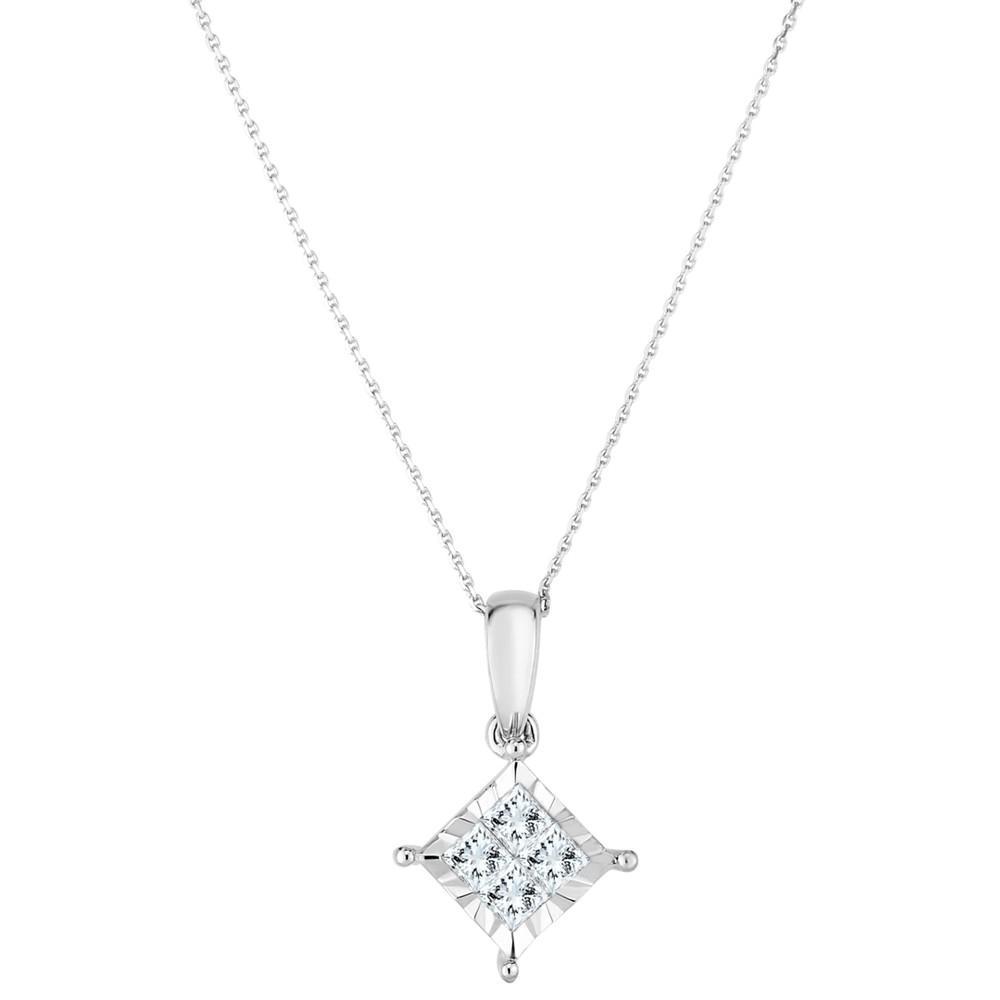 商品TruMiracle|Princess Quad 18" Pendant Necklace (3/4 ct. t.w.) in 14k White Gold,价格¥12993,第1张图片
