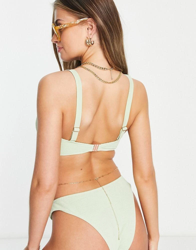 商品Ivory Rose|Ivory Rose Fuller Bust mix and match one shoulder bikini top in sage scrunch DD G,价格¥165,第4张图片详细描述