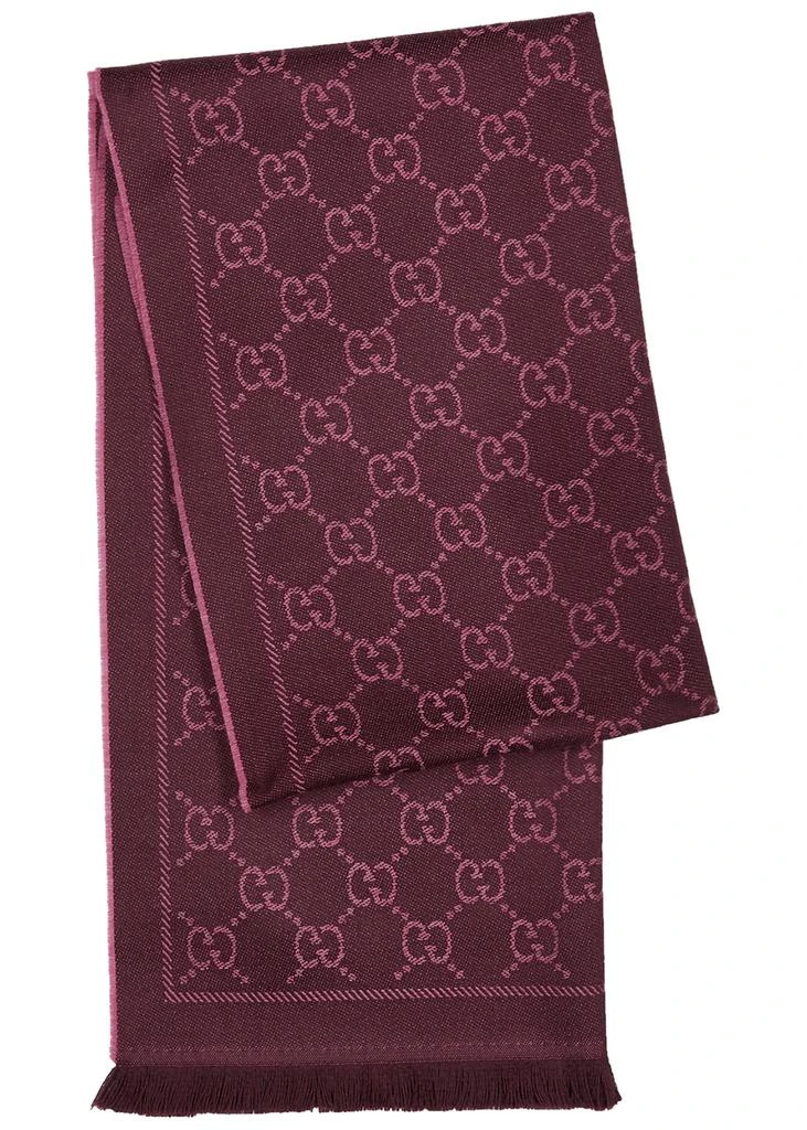 商品Gucci|Sten burgundy GG-jacquard wool scarf,价格¥2873,第1张图片